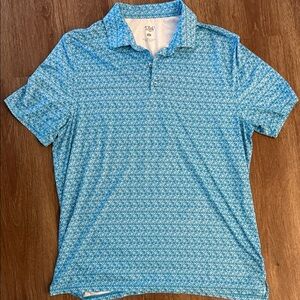 Men's Blue Bicycle Patterned Polo Shirt